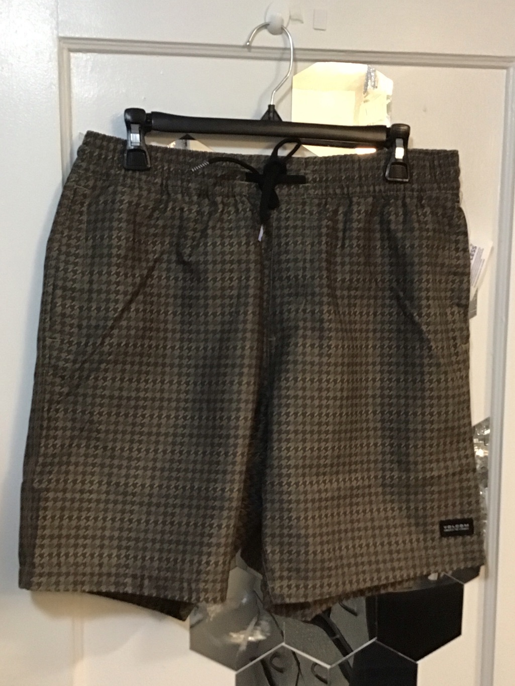 Volcom Black And Gray Houndstooth Swim Trunks